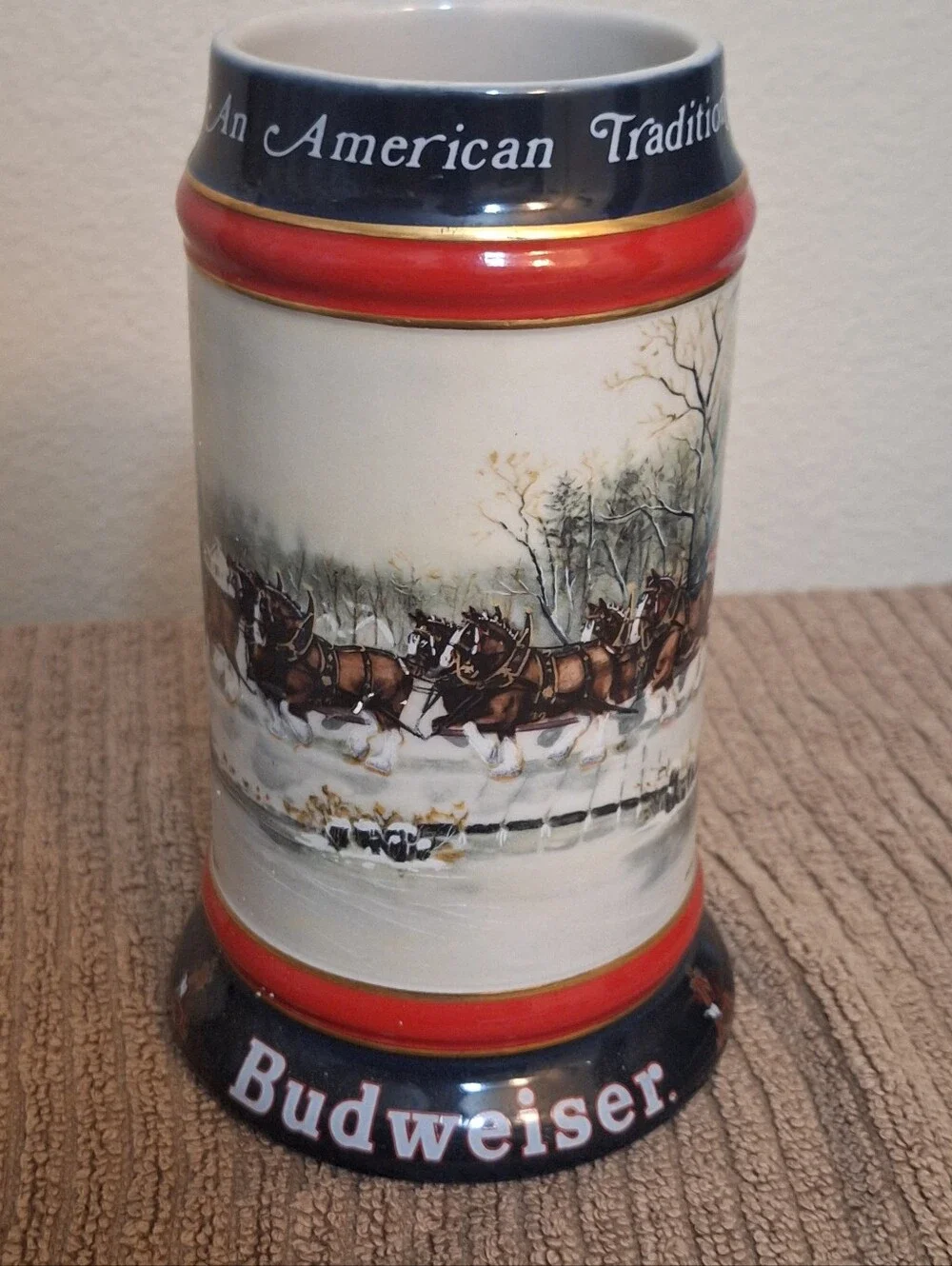 Vintage 1990 Budweiser Holiday Beer Stein